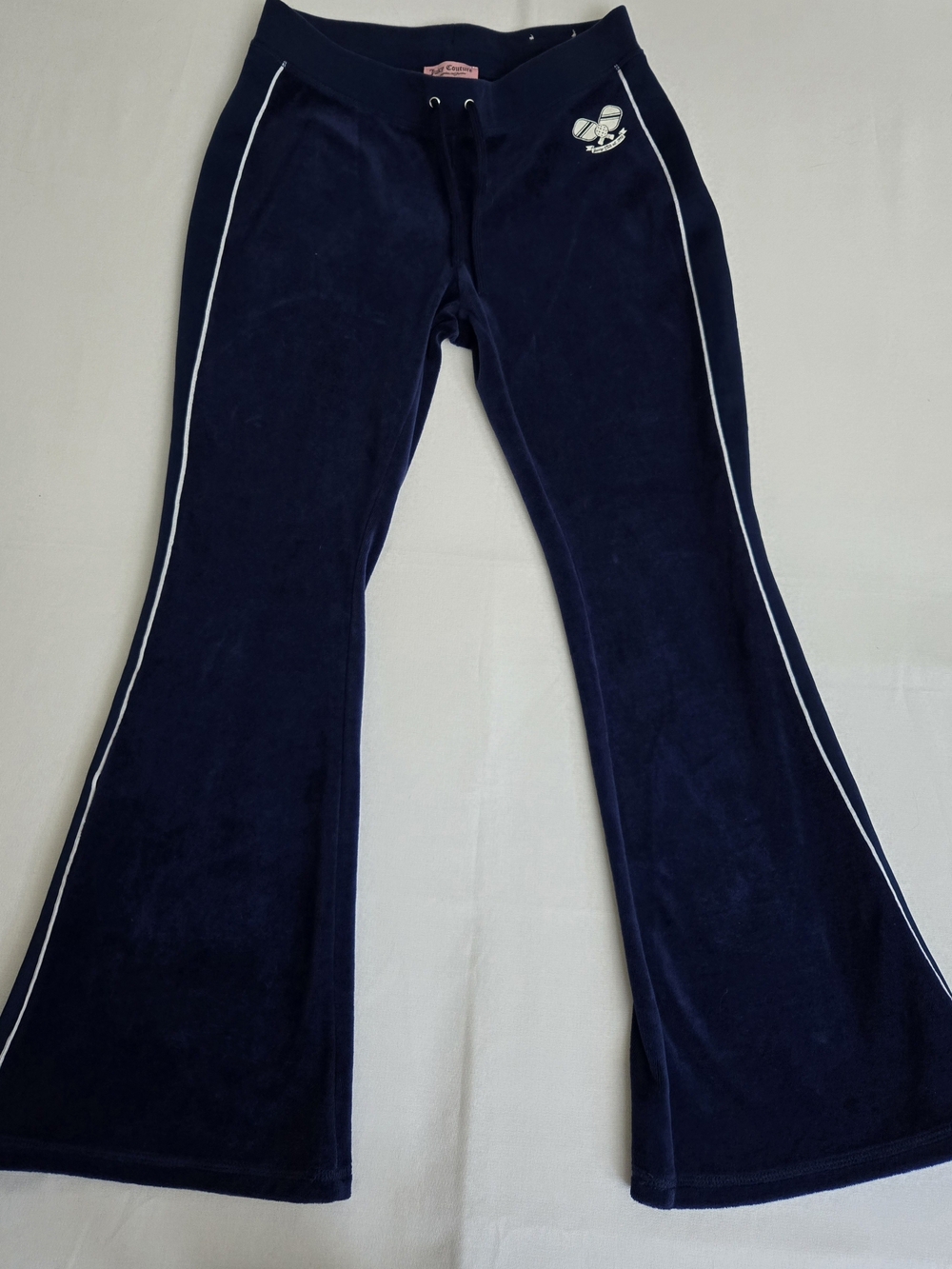 Juicy Couture Women's Navy Velour Flare Pants w/White Piping,Pickleball Size M